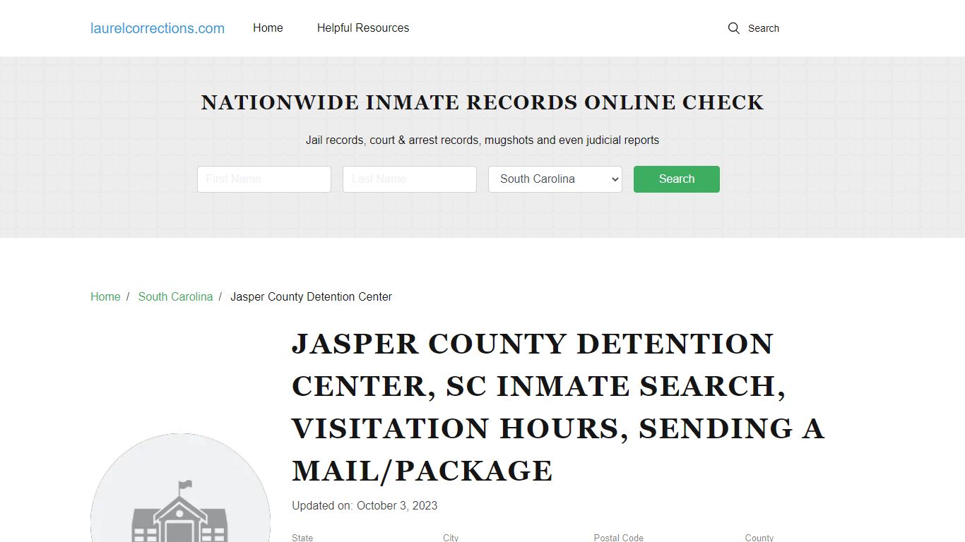 Jasper County Detention Center, SC Inmate Search, Visitation Hours